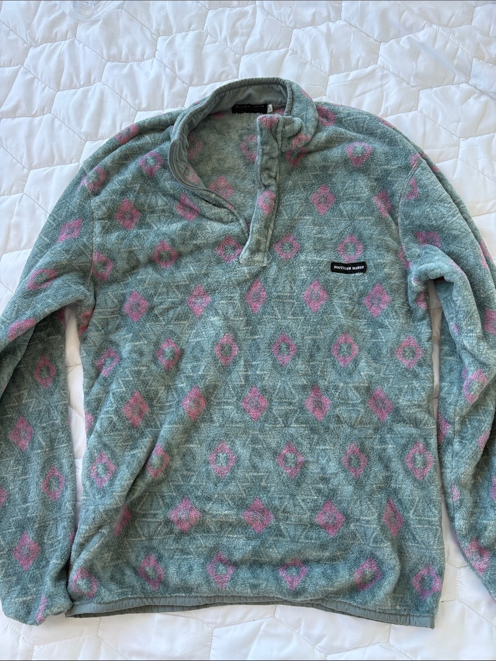 Southern Marsh Green & Pink Fleece Pullover